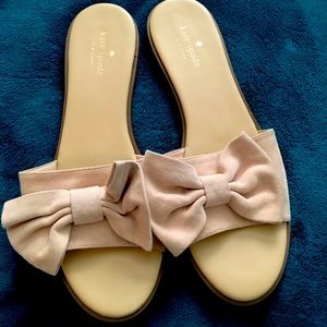 Kate Spade Sandals Tan Suede Bow Tie Slide
